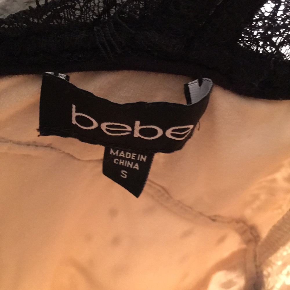 bebe Black Lace & Nude Mesh Slip Dress - Picture 4 of 8